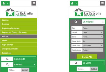 Adaptación Responsive, Interfaces web responsive Inmobiliaria La Estrella