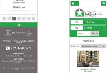 Adaptación Responsive, Interfaces web responsive Inmobiliaria La Estrella