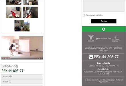 Adaptación Responsive, Interfaces web responsive Inmobiliaria La Estrella