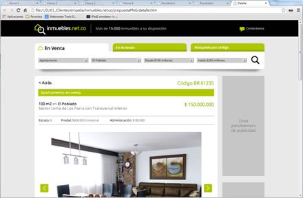 Detalle de inmueble, Logo + interfaces web Inmuebles.net.co