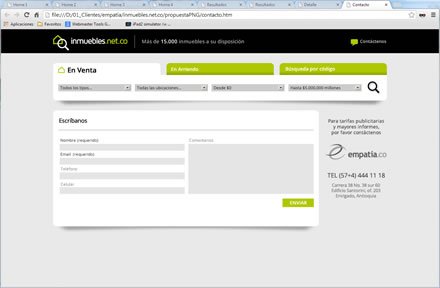 Contacto, Logo + interfaces web Inmuebles.net.co