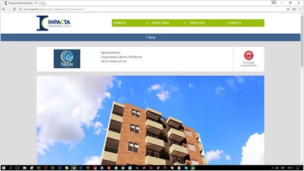 Detalle proyecto, Sitio HTML5 administrable Inpacta
