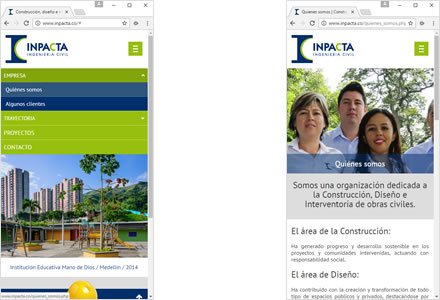 Adaptación Responsive, Sitio HTML5 administrable Inpacta