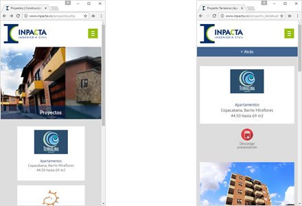 Adaptación Responsive, Sitio HTML5 administrable Inpacta
