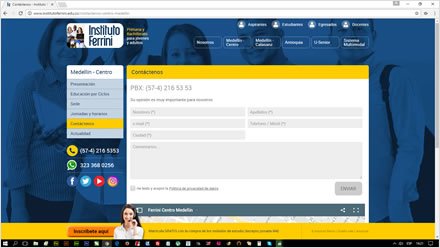 Sede Centro, Sitio Joomla responsive Instituto Ferrini
