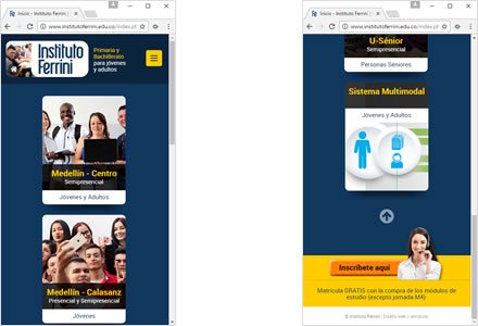 Adaptación Responsive, Sitio Joomla responsive Instituto Ferrini