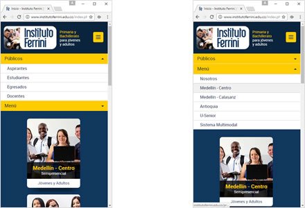Adaptación Responsive, Sitio Joomla responsive Instituto Ferrini