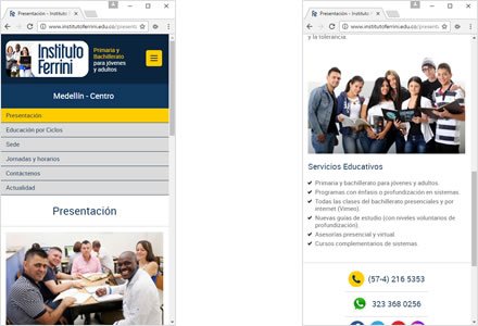 Adaptación Responsive, Sitio Joomla responsive Instituto Ferrini