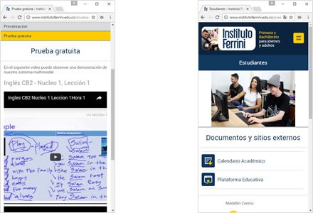 Adaptación Responsive, Sitio Joomla responsive Instituto Ferrini