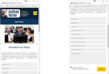 Adaptación Responsive, Sitio Joomla responsive Instituto Ferrini
