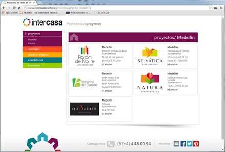Listado de proyectos, Sitio web administrable Intercasa