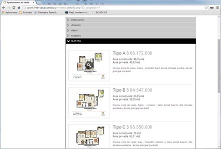 Proyecto (planos), Sitio web administrable Intercasa