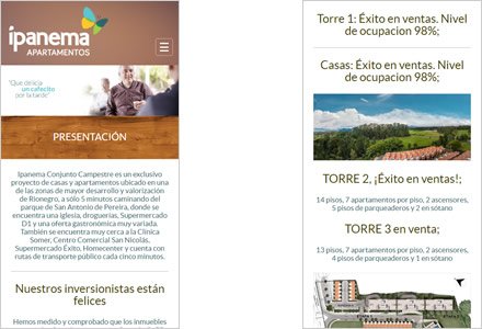 Adaptación Responsive, Web Responsive Admin/ Ipanema campestre