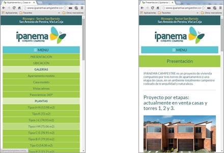 Adaptación responsive, Web Responsive Admin/ Ipanema Campestre