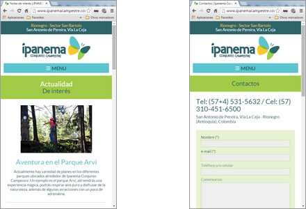 Adaptación responsive, Web Responsive Admin/ Ipanema Campestre