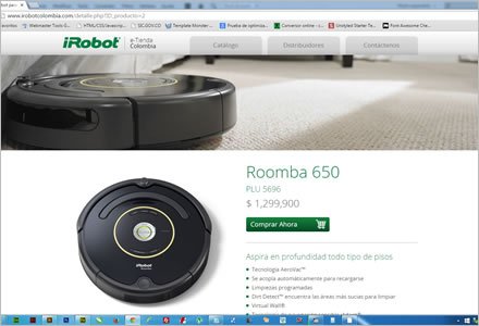 Detalle producto, Micro sitio responsive i-Robot