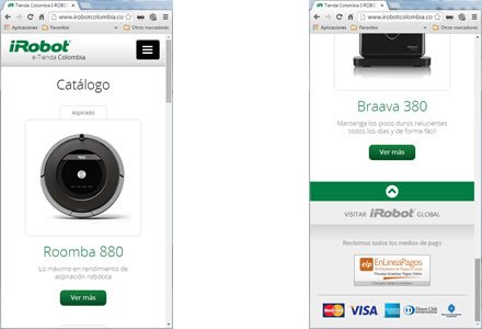 Adaptación responsive, Micro sitio responsive i-Robot