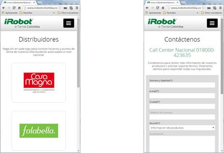 Adaptación responsive, Micro sitio responsive i-Robot