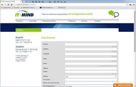 Contacto, Web Responsive WP It-Mind