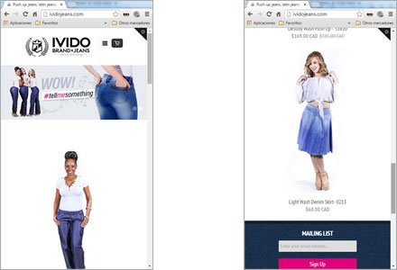 Adaptación responsive, Tienda Shopify Ivido Jeans