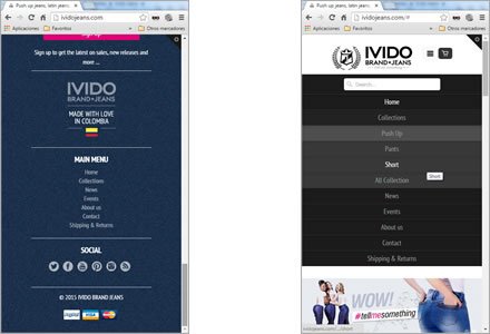 Adaptación responsive, Tienda Shopify Ivido Jeans