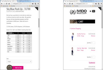 Adaptación responsive, Tienda Shopify Ivido Jeans