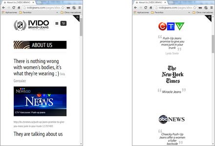 Adaptación responsive, Tienda Shopify Ivido Jeans