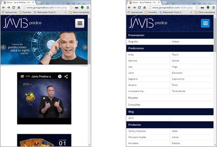 Adaptación responsive, Sitio JOOMLA responsive Javis Predice