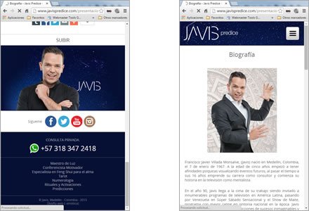 Adaptación responsive, Sitio JOOMLA responsive Javis Predice