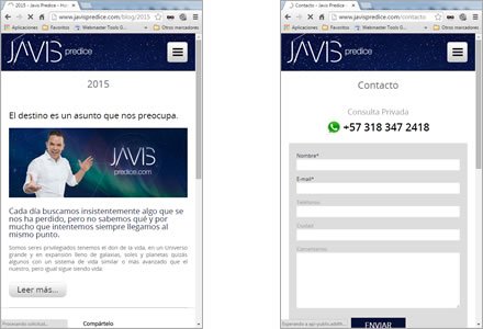 Adaptación responsive, Sitio JOOMLA responsive Javis Predice