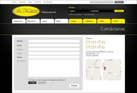 Contacto, Sitio web Joomla Joyería De Franco