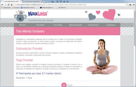 Para mamás gestantes, Web Responsive Koalala