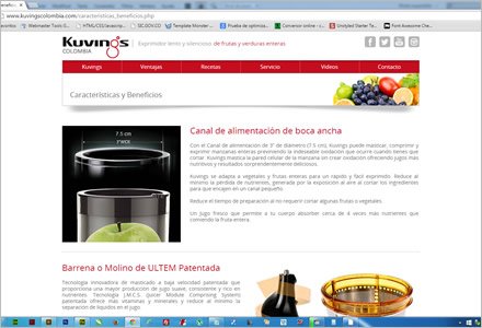 Características, Sitio Responsive Admin/ Kuvings