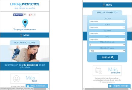 Versión móvil (responsive), Sitio responsive Linking Proyectos