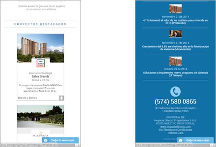 Versión móvil (responsive), Sitio responsive Linking Proyectos