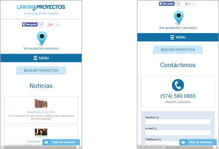Versión móvil (responsive), Sitio responsive Linking Proyectos