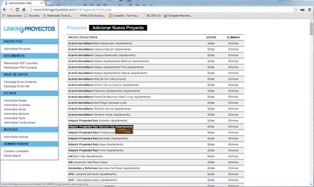 Administrador, Sitio responsive Linking Proyectos
