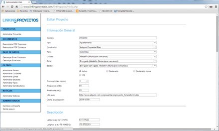 Administrador, Sitio responsive Linking Proyectos