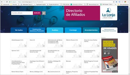 Directorio, Directorio Web Afiliados Lonja de Medellín