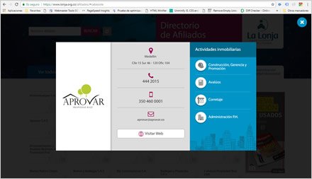 Detalle Afiliado, Directorio Web Afiliados Lonja de Medellín