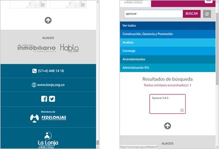 Adaptación Responsive, Directorio Web Afiliados Lonja de Medellín