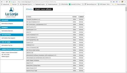 Administrador de contenidos, Directorio Web Afiliados Lonja de Medellín
