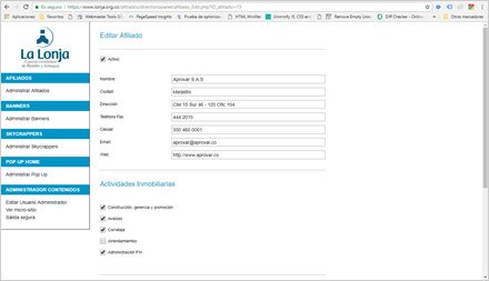 Administrador de contenidos, Directorio Web Afiliados Lonja de Medellín