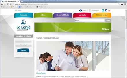 Afíliese, Web Joomla Responsive La Lonja