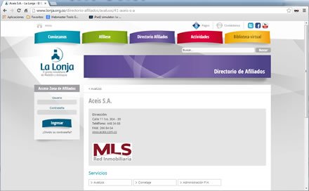 Detalle afiliado, Web Joomla Responsive La Lonja