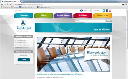 Zona privada de afiliados, Web Joomla Responsive La Lonja