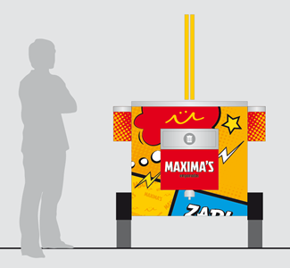 Punto de venta móvil, Diseño de imagen de marca Maximas