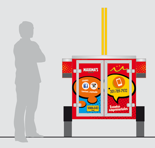 Punto de venta móvil, Diseño de imagen de marca Maximas