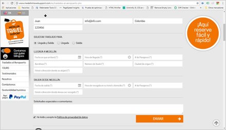 Transportes al aeropuerto, Web HTML5 responsive Medellín Travel Support