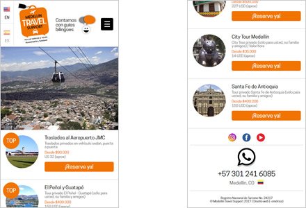Adaptación Responsive, Web HTML5 responsive Medellín Travel Support